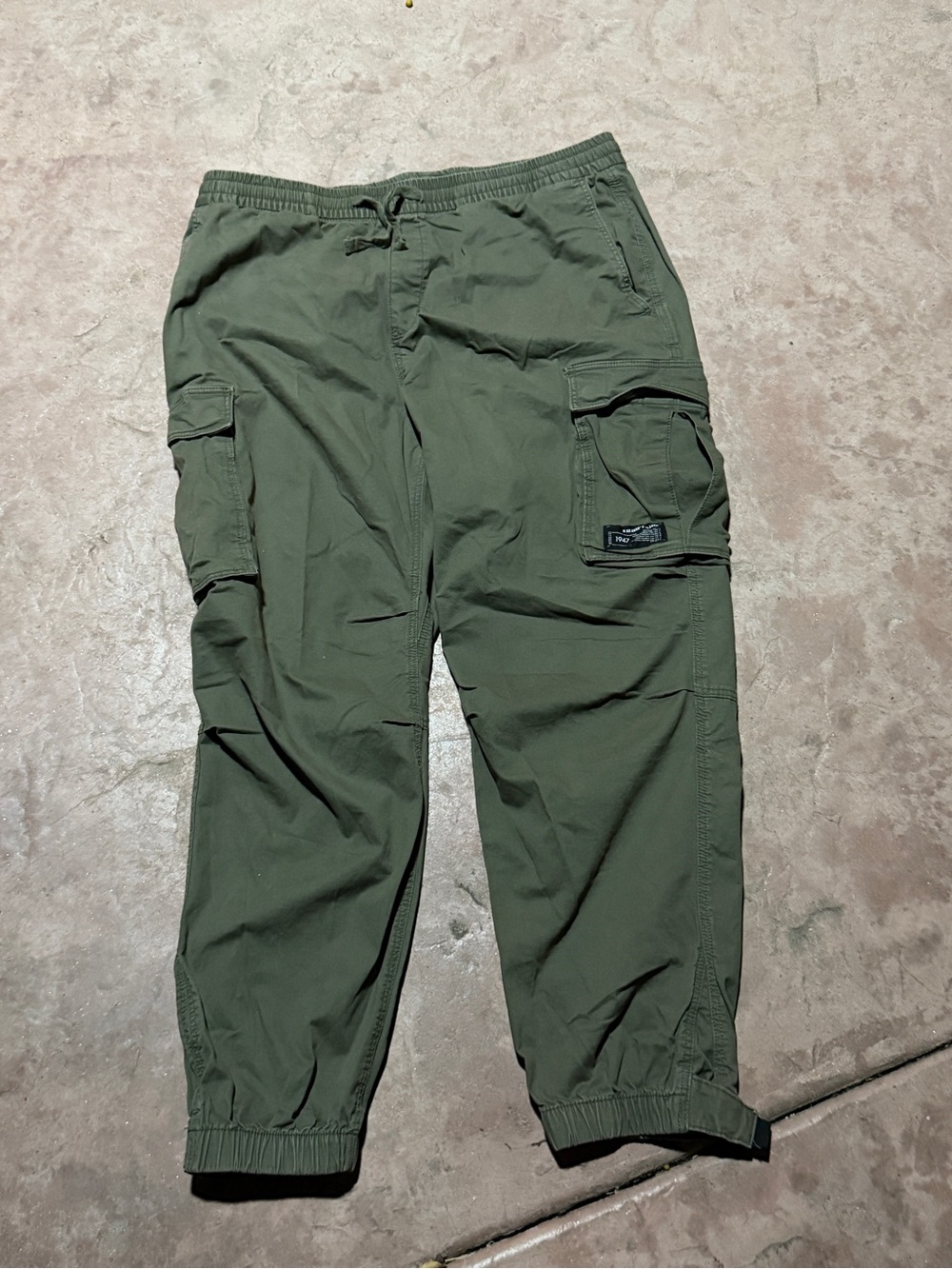 H&M Relaxed Fit Cotton Cargo Joggers Green Large